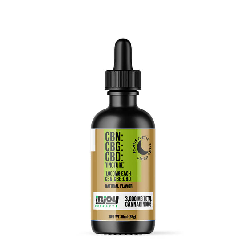 A photo rendering of the 3000mg CBD, CBG, and CBN Tincture with natural flavor from Injoy Extracts.