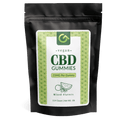 Image of a bag filled with 114 vegan CBD gummies, highlighting the large quantity and plant-based ingredients.