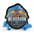 trehouse magic mushroom gummies that are blue raspberry flavored and come with 15 gummies per pack