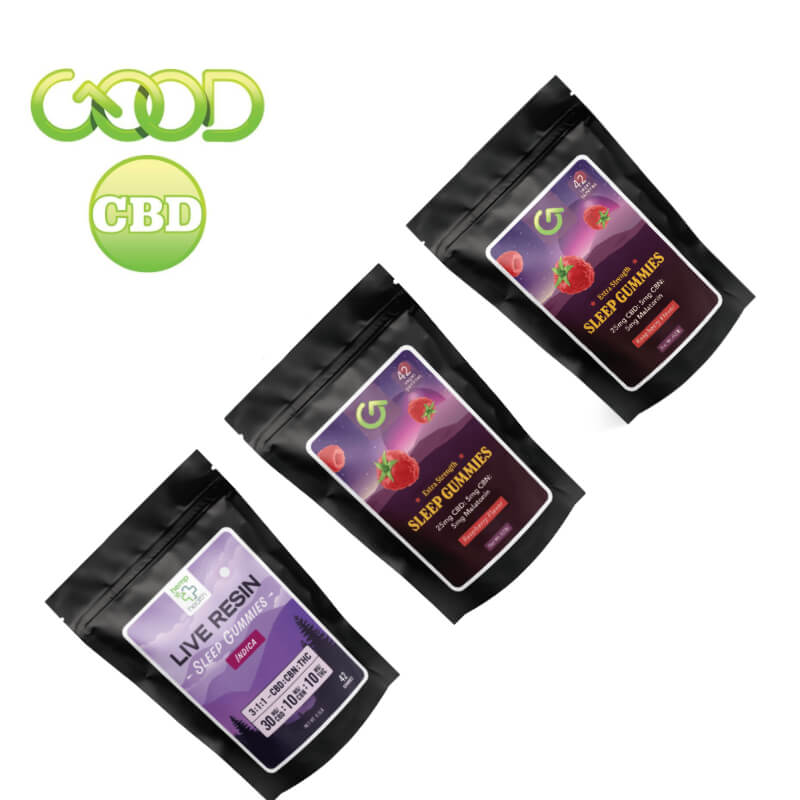 A picture of all three melatonin CBD products available on Good CBD.