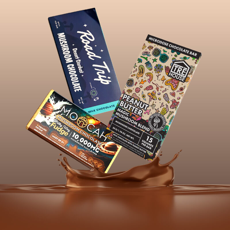 Magic mushroom chocolates from Tre House, Road trip, and Moocah