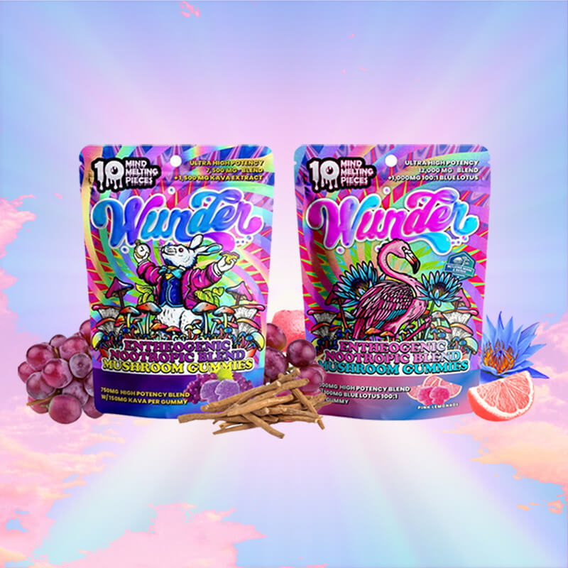 Wunder Magic Mushroom Gummies in Assorted Flavors with Vibrant, Premium Packaging