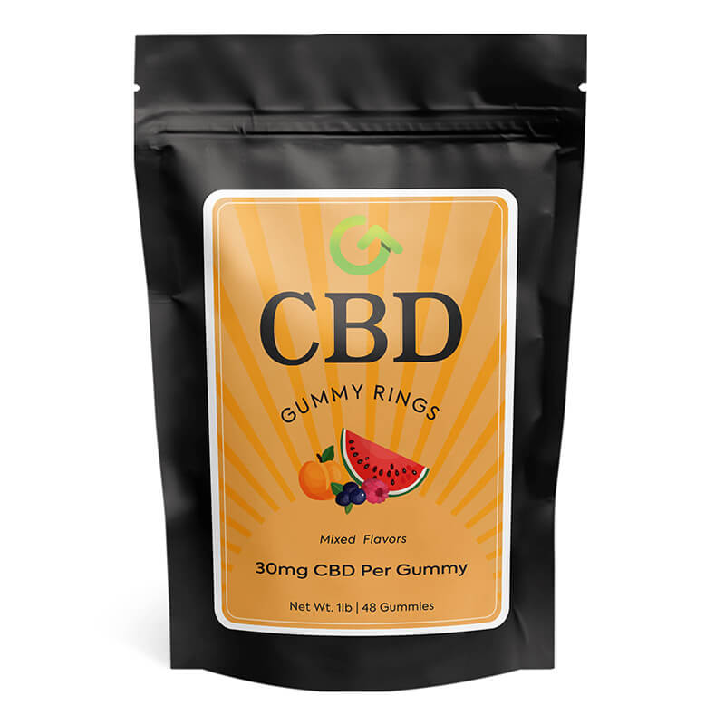 Picture of the bag for 30mg CBD gummy rings.