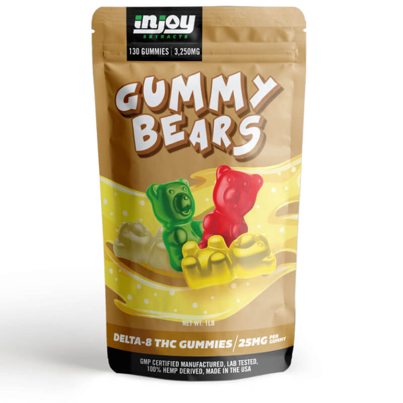 A photo rendition of 25mg bulk delta 8 gummies from Injoy extracts.