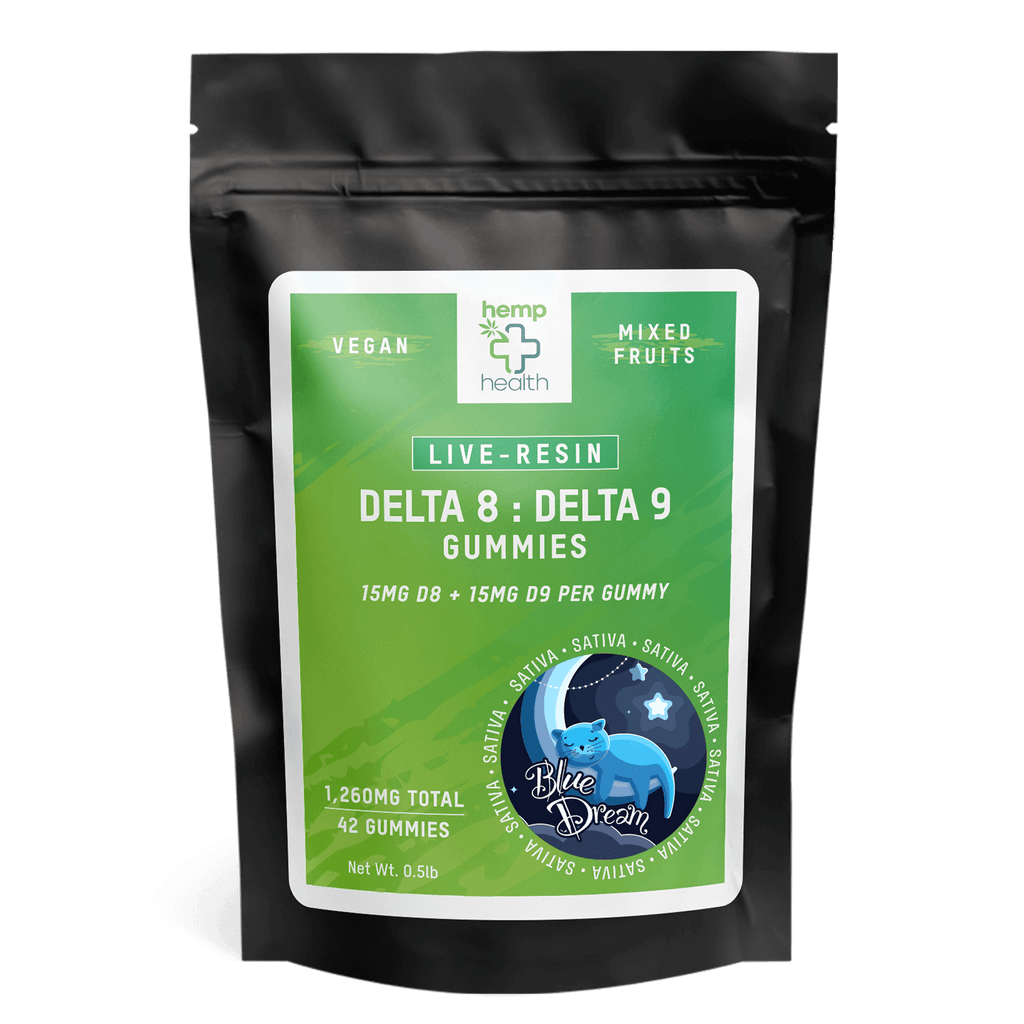 live resin delta 8/9 vegan gummies with 15mg of delta 8 and 15mg of delta 9 THC