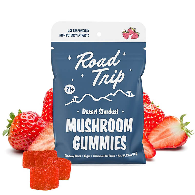 Road Trip Deset Stardust Magic Mushroom Gummies Strawberry Flavor