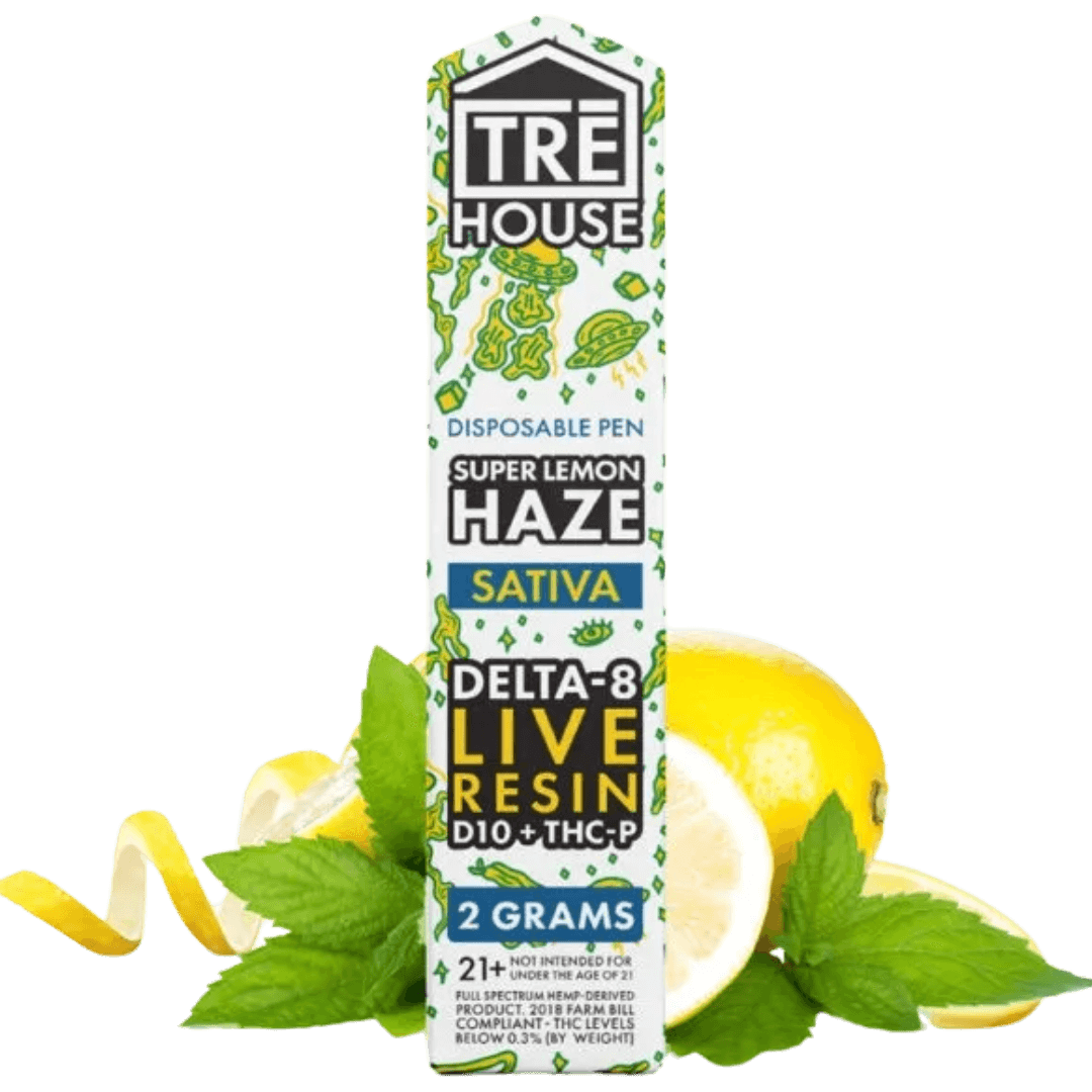 tre house super lemon Haze disposable weed cart with delta 8, delta 10, and THCP