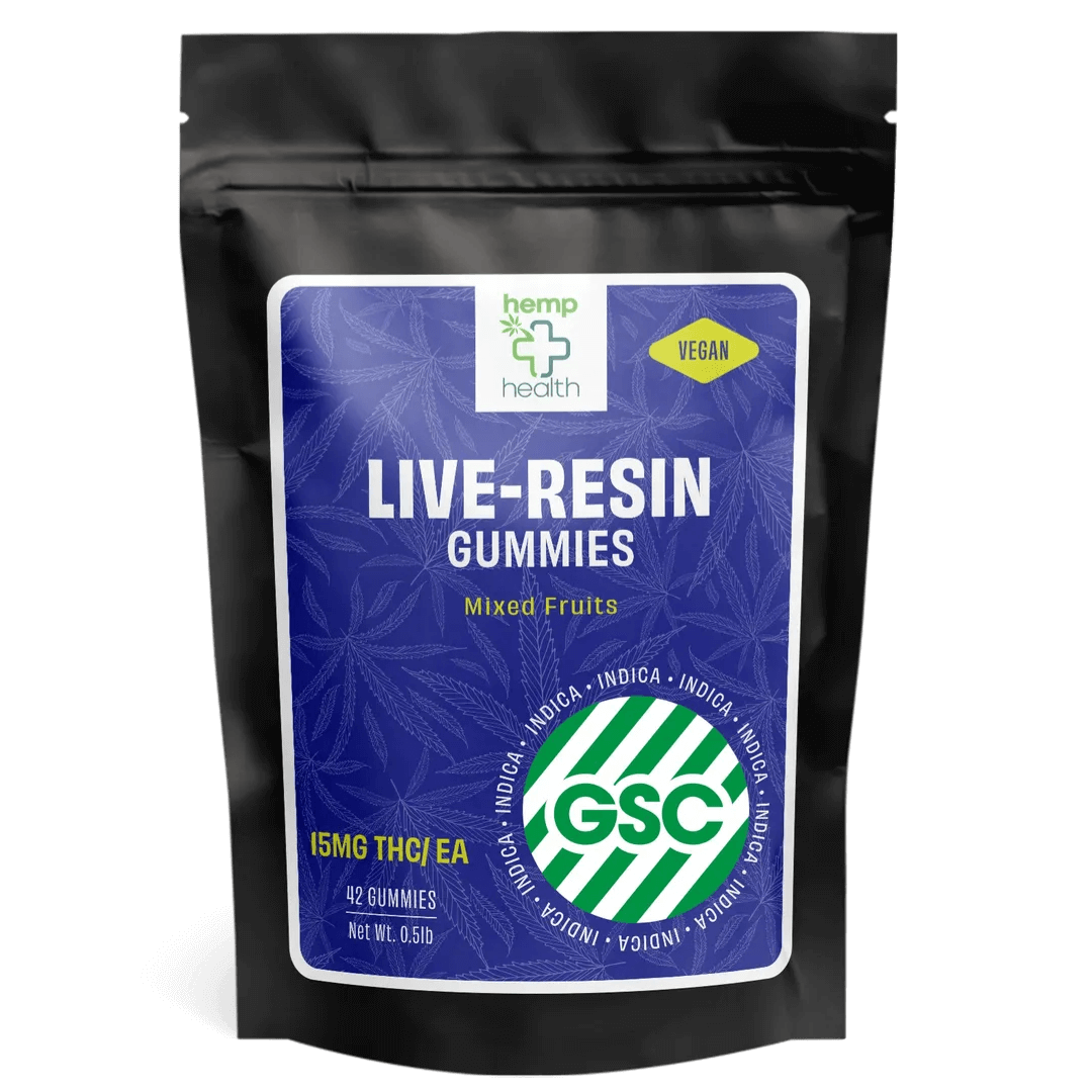live resin THC gummies have 15mg of Delta 9 THC made with the girl scout cookie strain