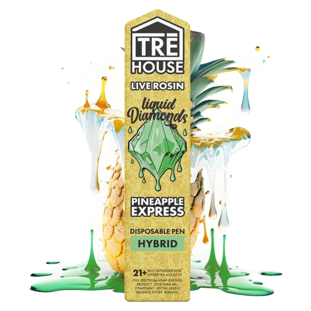 tre house 2 gram live rosin liquid diamonds disposable cart that's a pineapple express hybrid strain