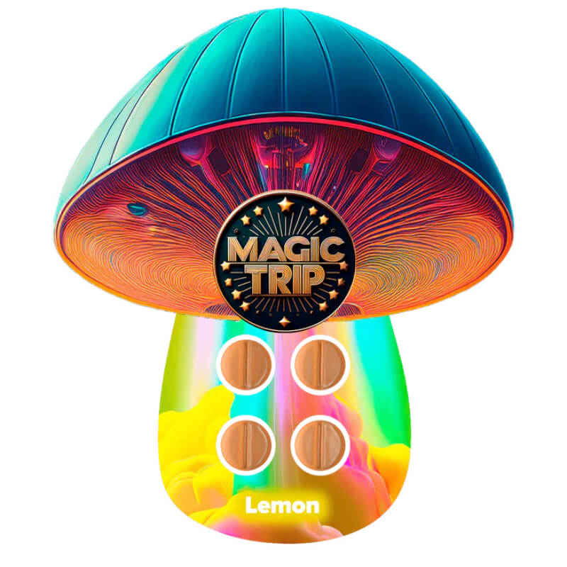 Magic Trip Mushroom Tabs Lemon Flavor – 4ct Blister Pack Front.