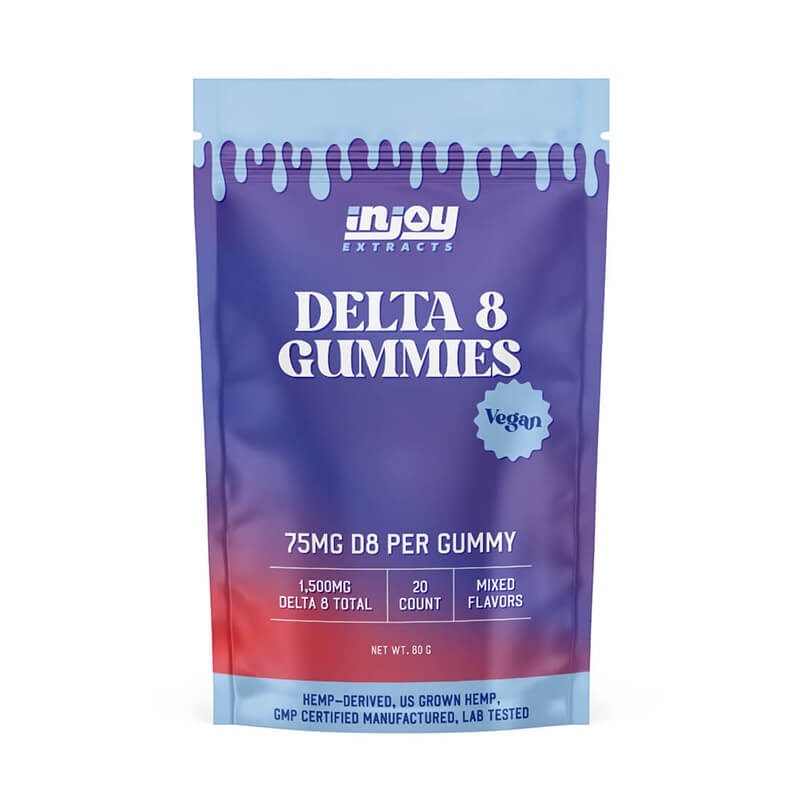 a picture of the front of 75mg delta 8 gummies - vegan 
