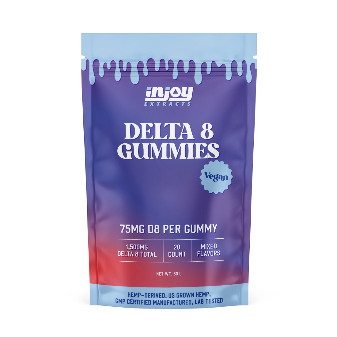a picture of the front of the 75mg delta 8 gummies bag