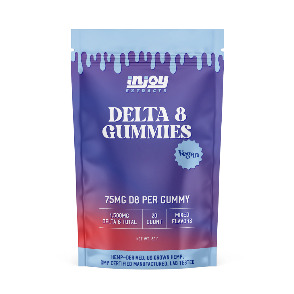 a picture of the front of the 75mg delta 8 gummies bag