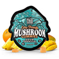 Tre house Sour Tropical flavored magic mushroom gummies, containing 10 gummies per pack.