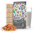 A picture of Tre House Fruity Cereal Mushroom Chocolate Bar on a vibrant background, showcasing the colorful and nostalgic fruity cereal flavors mixed with magic mushrooms for a unique cognitive experience.