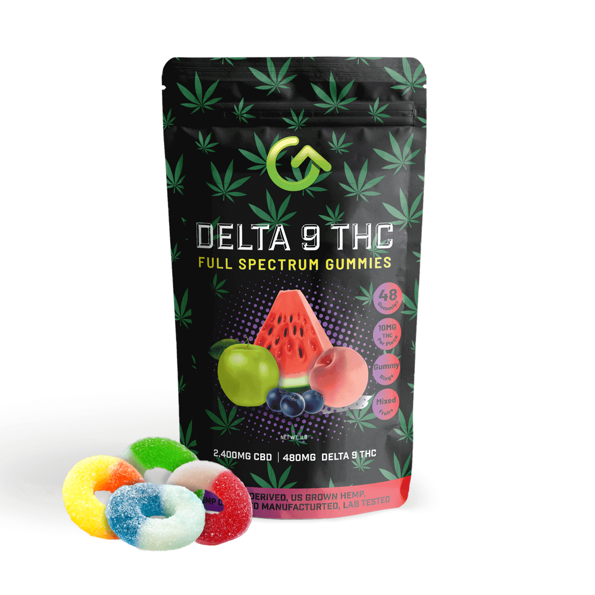 10mg delta 9 gummies from Good CBD come in a 1lb bag and contain 48 gummies